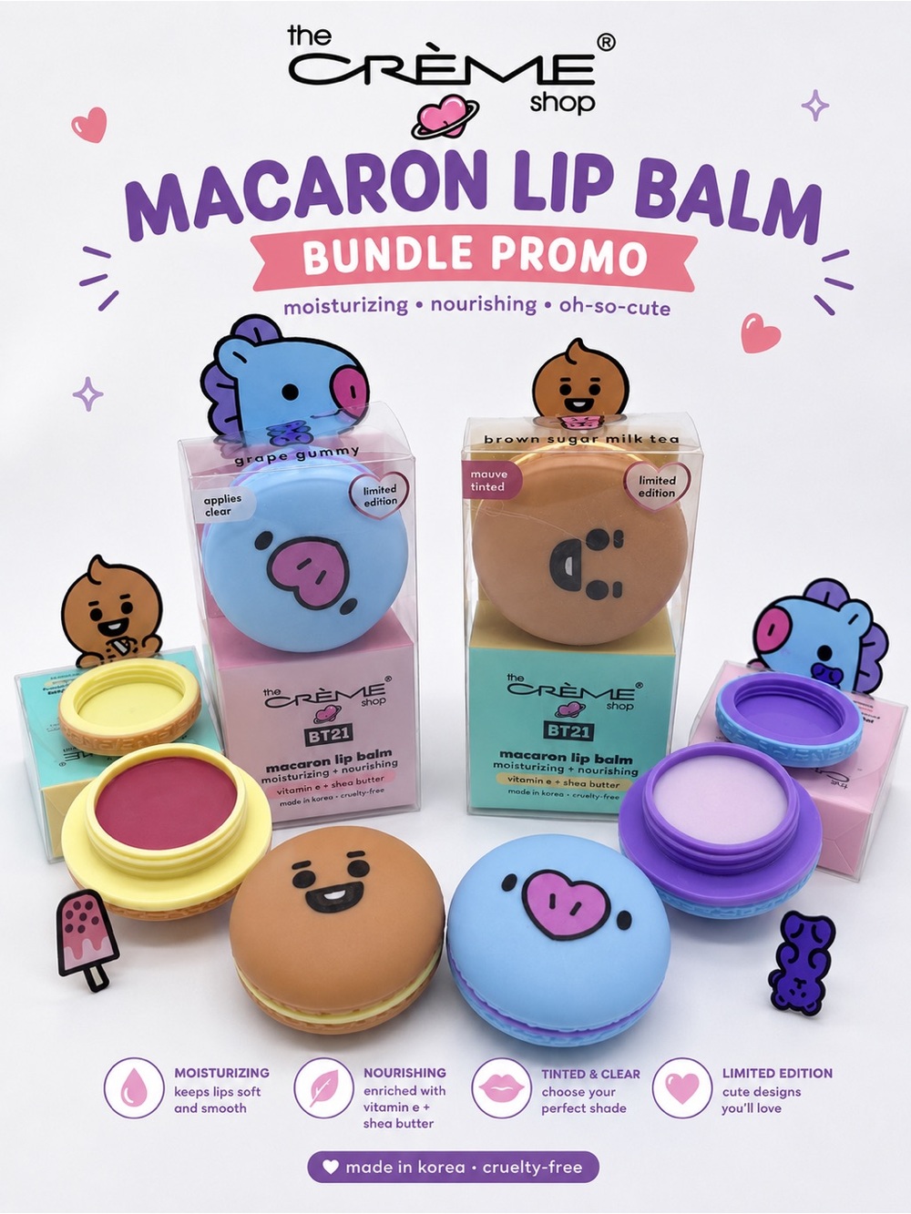 The Crème Shop BT21 Macaron Lip Balm Duo